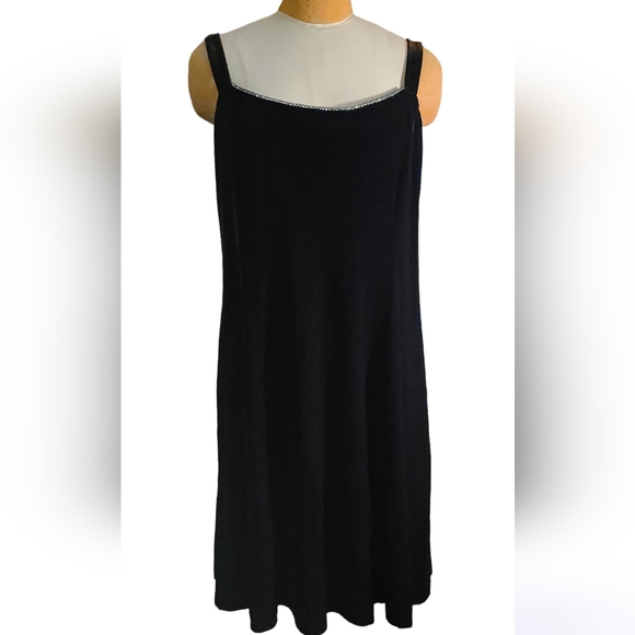 Vintage Set Another Thyme Black Velvet Embellished Dress w Jacket Sz 18 - Picture 6 of 11